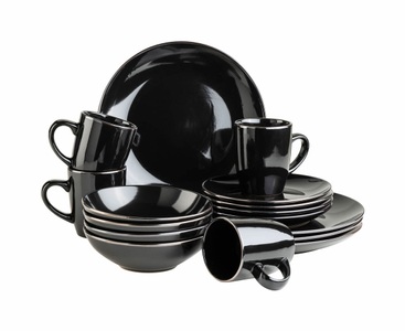 Mäser, Mäser Kombiservice 16-teilig Geschirr Set Schwarz, Mäser Kombiservice 16-teilig Geschirr Set Schwarz