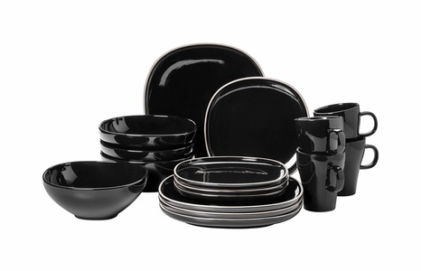 Mäser, Mäser Kombiservice Isora 16-teilig Geschirr Set Schwarz, Mäser Kombiservice Isora 16-teilig Geschirr Set Schwarz