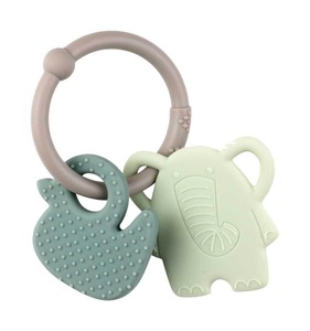 Nattou, Nattou Beißring Ente & Olifant grau, Nattou SILIKON Beissring Ente & Elefant grau