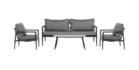 SCHOU, Schou NIELS Gartenlounge 4-teilig Grau/Schwarz, 