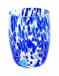 Diverse, Wasserglas Murano blu, Murano Trinkglas handgemacht Blau