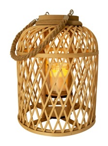 Näve, LED-Solarlaterne Korb, Bambus, Höhe 29 cm, natur, NÄVE - Solarleuchte BASKET - naturel - 23/23/29 cm