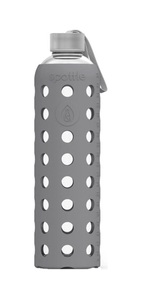 spottle, spottle Glasflasche Silikonhülle Trinkflasche grau, Spottle Glasflasche mit Silikonhülle 1 Liter Grau