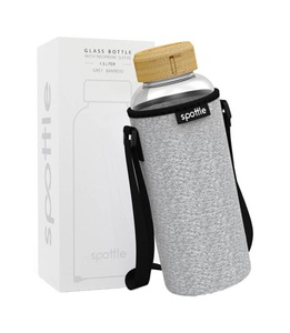 spottle, spottle Glasflasche Neoprenhülle Trinkflasche grau, Spottle Glasflasche mit Neoprenhülle 1.5 Liter grau meliert
