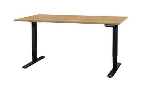 Contini, Contini höhenverstellbarer Bürotisch 1.6x0.8m Eiche Gestell Schwarz, Contini höhenverstellbarer Bürotisch 1.6x0.8m Eiche / Gestell Schwarz