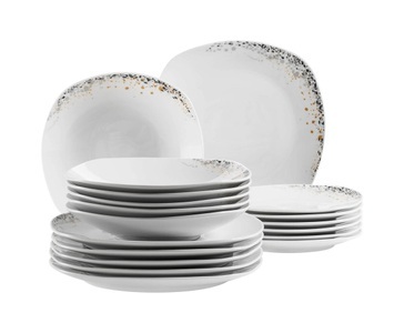 Mäser, Mäser Serie Space Dust Geschirr, Mäser Space Dust Teller-Set 18-teilig Weiss
