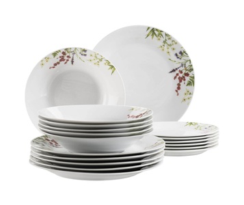 Mäser, Mäser Serie Herbal Garden Geschirr, Mäser Herbal Garden Teller-Set 18-teilig Weiss