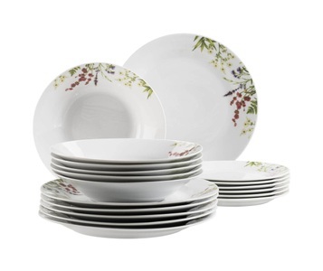 Mäser, Mäser Serie Herbal Garden Geschirr, Mäser Herbal Garden Teller-Set 18-teilig Weiss