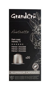 GrandCrü, GrandCrü Ristretto Nespresso® kompatible Kaffeekapseln, GrandCrü 13046401900994 Ristretto 20 Stk.