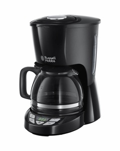 RUSSELL HOBBS, Russell Hobbs Textures Plus - Kaffeemaschine (Schwarz), Russell Hobbs Textures Plus 22620-56 Glas-Kaffeemaschine schwarz