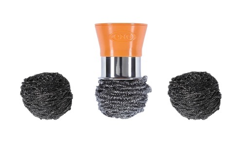 Eno, ENO 756.00053.00 Reinigungsbürste Plancha Zubehör, ENO Planchas - Grillbürste PLANCHA RUND - silber/orange - Edelstahl - 0/6/6 cm