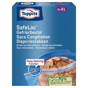 Toppits, Toppits Gefrierbeutel, Toppits Doppelverschluss-Gefrierbeutel SafeLoc 8 Liter