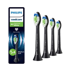 Philips, Philips Optimal weiss W2 4St HX6064/88 schwarz Ersatz-Zahnbürsten ? Ersatzbürste/Zahnpflege Zubehör ? Schwarz, Philips Optimal White Bürstenköpfe 4 Stk.