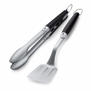 Weber, Weber Premium Grillbesteck 2-teilig Grill Zubehör Edelstahl-Schwarz, Weber Premium Grillbesteck, 2-teilig Premium Grillbesteck ? Weber Grillzange/Grillbesteck ? Edelstahl / Schwarz