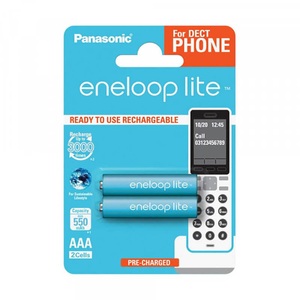 Panasonic Eneloop, Panasonic Eneloop Lite 2x AAA 550mAh DECT Batterie, 