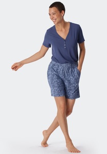 Schiesser, Hose kurz Blumen multicolor - Mix+Relax 40, Schiesser - Modal Loungehose, für Damen, Blau, Größe 40