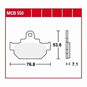 TRW - (TRW KFZ Ausruestung GmbH), TRW - Bremsbelagsatz, Scheibenbremse, TRW Lucas Bremsbeläge organisch MCB550 76,8x53,8x7,1mm