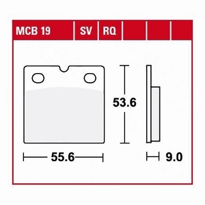 TRW - (TRW KFZ Ausruestung GmbH), TRW - Bremsbelagsatz, Scheibenbremse, TRW Lucas Bremsbeläge organisch MCB19 55,6x53,6x9mm