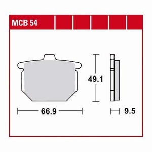 TRW - (TRW KFZ Ausruestung GmbH), TRW - Bremsbelagsatz, Scheibenbremse, TRW Lucas Bremsbeläge organisch MCB54 66,9x49,1x9,5mm
