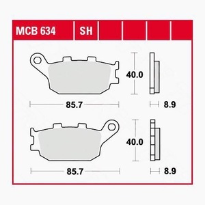TRW - (TRW KFZ Ausruestung GmbH), TRW - Bremsbelagsatz, Scheibenbremse, TRW Lucas Bremsbeläge organisch MCB634 85,7x40x8,9mm