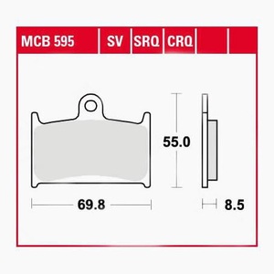 TRW - (TRW KFZ Ausruestung GmbH), TRW - Bremsbelagsatz, Scheibenbremse, TRW Lucas Bremsbeläge organisch MCB595 69,8x55x8,5mm