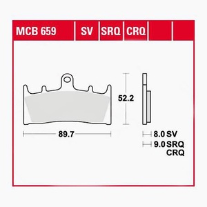 TRW - (TRW KFZ Ausruestung GmbH), TRW - Bremsbelagsatz, Scheibenbremse, TRW Lucas Bremsbeläge organisch MCB659 89,7x52,2x8mm