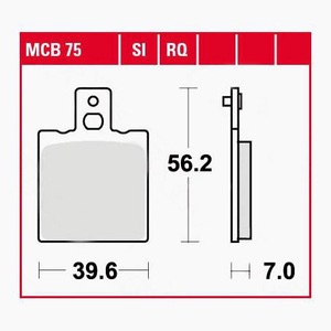 TRW - (TRW KFZ Ausruestung GmbH), TRW - Bremsbelagsatz, Scheibenbremse, TRW Lucas Bremsbeläge organisch MCB75 39,6x56,2x7mm