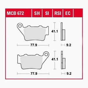 TRW - (TRW KFZ Ausruestung GmbH), TRW - Bremsbelagsatz, Scheibenbremse, TRW Lucas Bremsbeläge organisch MCB672 77,9x41,1x9,2mm