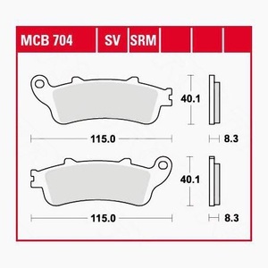TRW - (TRW KFZ Ausruestung GmbH), TRW - Bremsbelagsatz, Scheibenbremse, TRW Lucas Bremsbeläge organisch MCB704 115x40,1x8,3mm