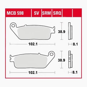 TRW - (TRW KFZ Ausruestung GmbH), TRW - Bremsbelagsatz, Scheibenbremse, TRW Lucas Bremsbeläge organisch MCB598 102,1x38,9x8,1mm