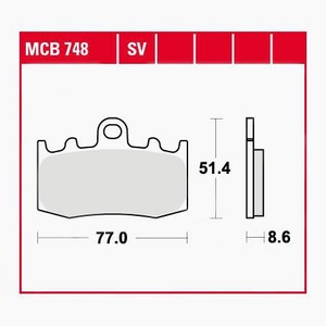 TRW - (TRW KFZ Ausruestung GmbH), TRW - Bremsbelagsatz, Scheibenbremse, TRW Lucas Bremsbeläge Sintermetall Street MCB748SV 77x51,4x8,6mm