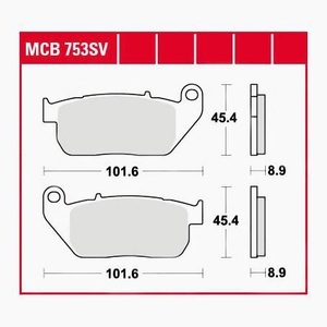TRW - (TRW KFZ Ausruestung GmbH), TRW - Bremsbelagsatz, Scheibenbremse, TRW Lucas Bremsbeläge Sintermetall Street MCB753SV 101,6x45,4x8,9mm