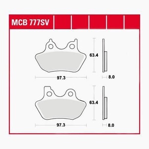 TRW - (TRW KFZ Ausruestung GmbH), TRW - Bremsbelagsatz, Scheibenbremse, TRW Lucas Bremsbeläge Sintermetall Street MCB777SV 97,3x63,4x8mm