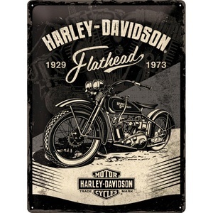Harley-Davidson, Harley-Davidson Flathead Black Blechschild Mehrfarbig, Nostalgic-Art Blechschild 30 x 40 Harley-Davidson 