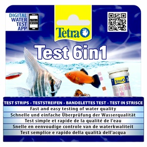 Tetra, Tetra 6 in 1 Teststreifen, Tetra Wasserpflege Test 6 in 1, 25 Streifen