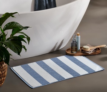 undefined, Hochwertiger Duschvorleger, blau-weiss gestreift, Hochwertiger Duschvorleger, blau-weiss gestreift