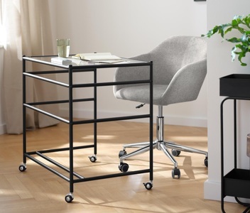 undefined, Glasschreibtisch »CN3« mit Rollen, Glasschreibtisch »CN3« mit Rollen