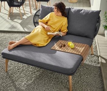 undefined, Daybed mit Kopfteil mit Textilgeflecht, Daybed mit Kopfteil mit Textilgeflecht