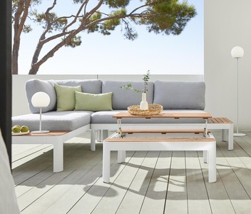 undefined, Lounge-Ecke mit höhenverstellbarem Couchtisch, Lounge-Ecke mit höhenverstellbarem Couchtisch