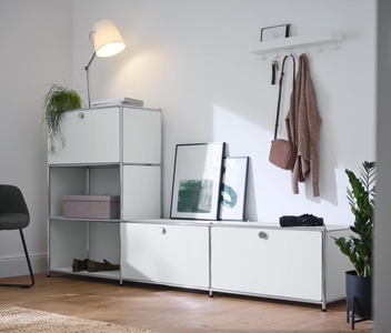 undefined, Garderobenregal Metall »CN3« mit Klappfächern, weiss, 