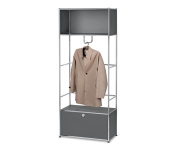 undefined, Garderobe Metall »CN3« mit Klappfach, grau, Garderobe Metall »CN3« mit Klappfach, grau