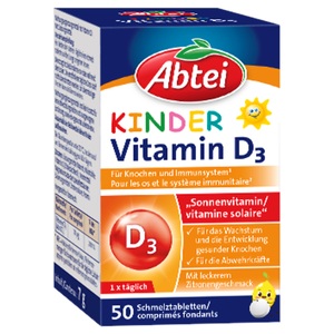 Abtei, Abtei Kinder Vitamin D3 (50 Stk), Abtei Kinder Vitamin D3 Schmelztabletten (50 Stk)