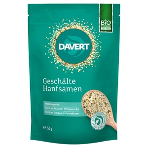Bio Partner Schweiz AG, DAVERT Hanfsamen geschält Bio Beutel 150 g, DAVERT Hanfsamen geschält Bio Beutel 150 g