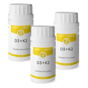 Vitaminplus, Vitaminplus Vitamin D3 + K2 vegan Kapseln 3x 120 Stück, Vitaminplus Vitamin D3 + K2 vegan Kapseln 3x 120 Stück