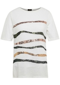 Shirt mit Pailletten - weiss / gemustert - Gr. 52 von Goldner Fashion