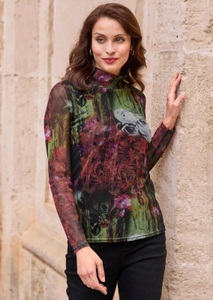 Goldner Fashion, Mesh-Shirt mit Stehkragen - bunt / gemustert - Gr. 34 von Goldner Fashion