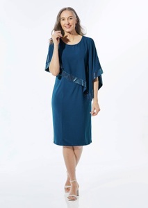 Goldner Fashion, Kleid mit raffiniertem Chiffonüberwurf - blau - Gr. 38 von Goldner Fashion, Kleid mit raffiniertem Chiffonüberwurf - blau - Gr. 38 von Goldner Fashion