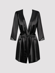 Obsessive, Obsessive - Déshabillé - Schwarz, Obsessive Satinia Kimono & String, Schwarz - Amorana