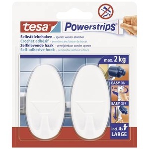 Tesa, Powerstrips® Haken Large oval Weiß 58013-00049 tesa Inhalt: 2 St., TESA Powerstrips Haken 580130004 weiss, 2 Stück