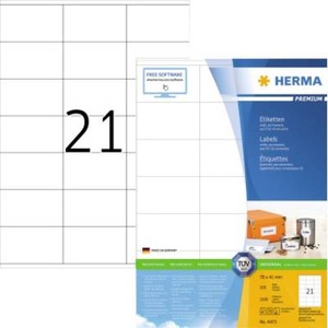 HERMA, Herma 4473 Etiketten 70 x 41 mm Papier Weiß 2100 St. Permanent Universal-Etiketten, Frankier-Etiketten Tinte, Laser,, HERMA Universal-Etiketten Premium, 7 x 4.1 cm, 2100 Etiketten